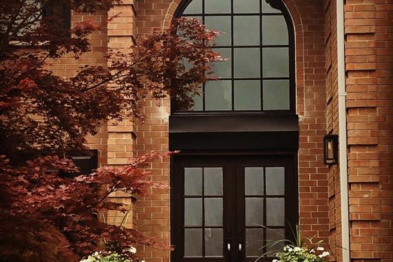 Project Gallery: Black double doors with picture window and SDL grilles