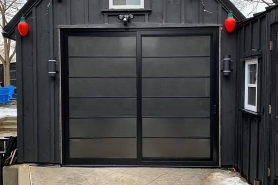 Project Gallery: Two-Panel Patio Door A black two-panel patio door in London, Ontario, custom manufactured by North Star Windows & Doors.