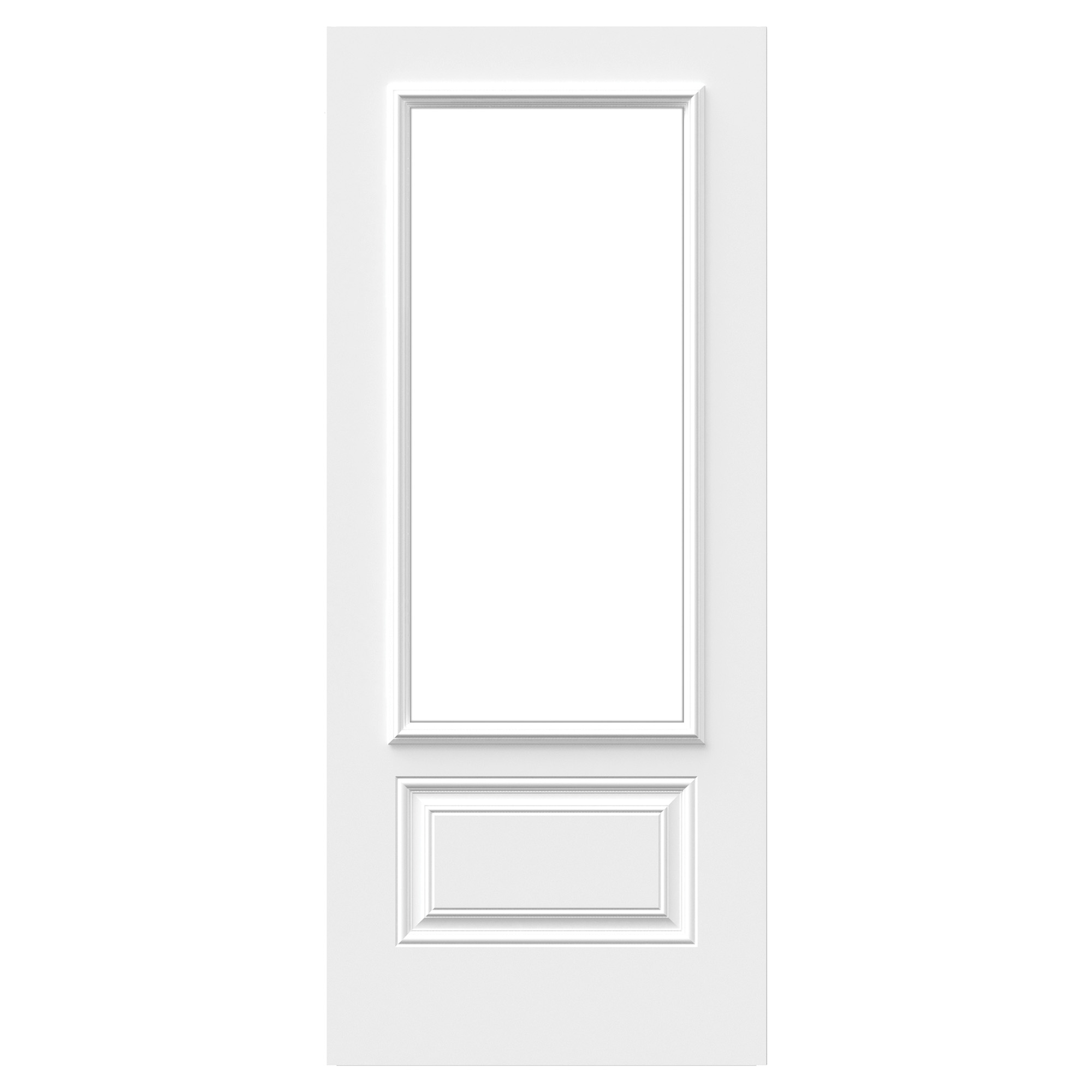A white Orleans steel door with 22x48 doorlite from Gentek-Novatech and Heritage Renovations Windows & Doors.