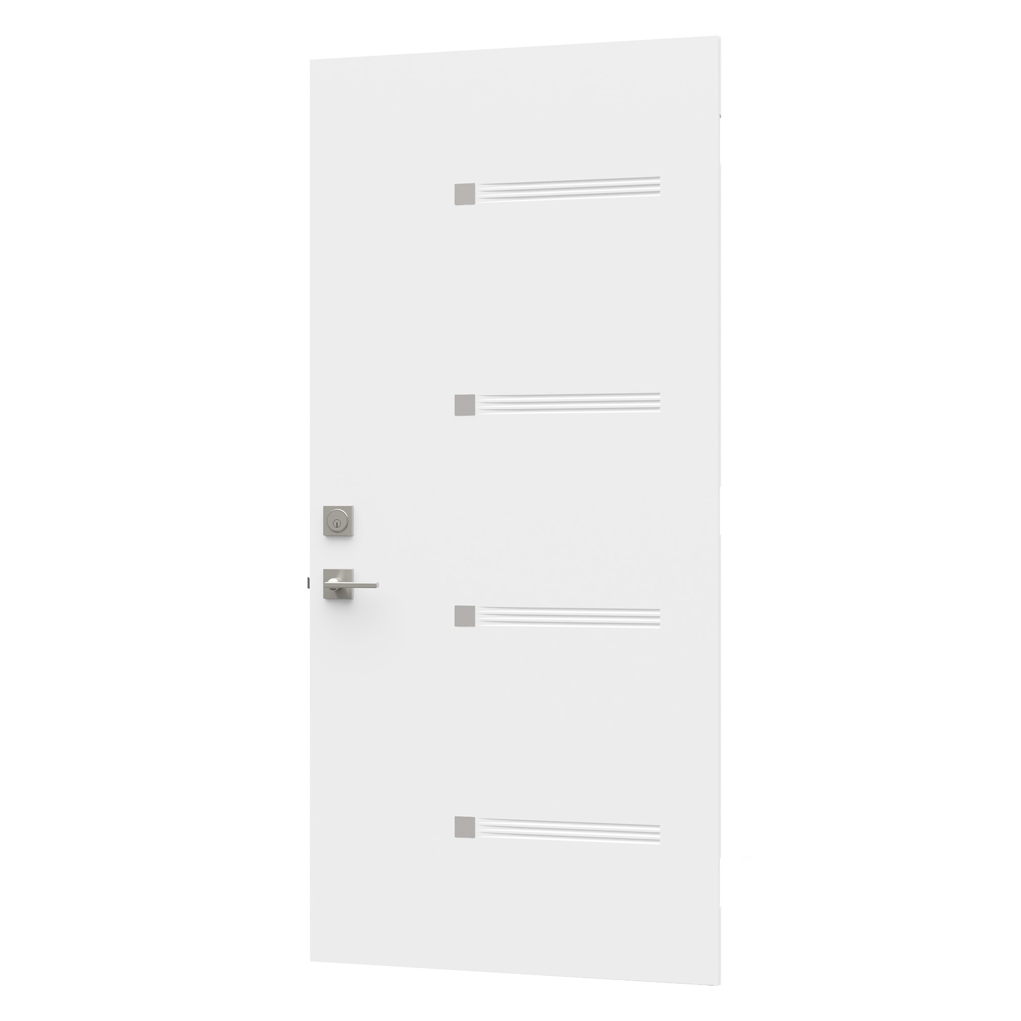 Decorative accents for white Oso steel doors from Gentek-Novatech and Heritage Renovations Windows & Doors.