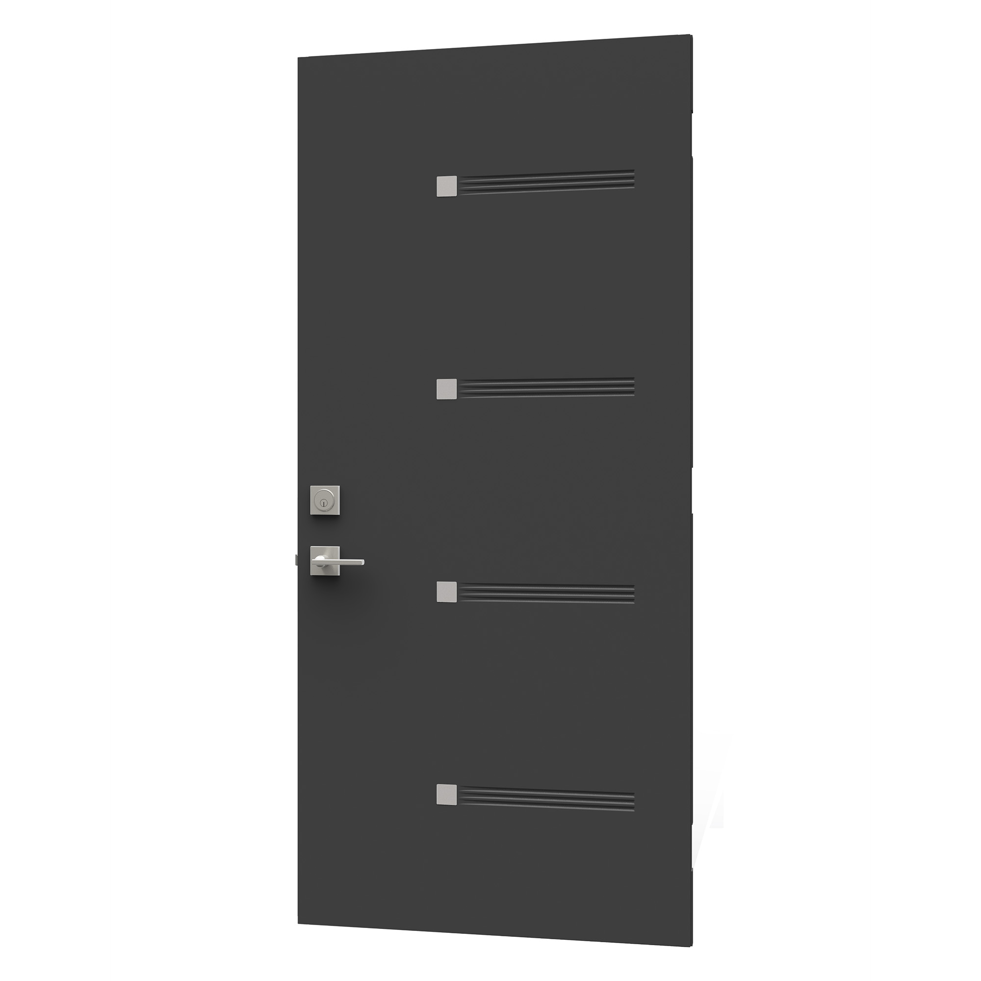 Decorative accents for black Oso steel doors from Gentek-Novatech and Heritage Renovations Windows & Doors.